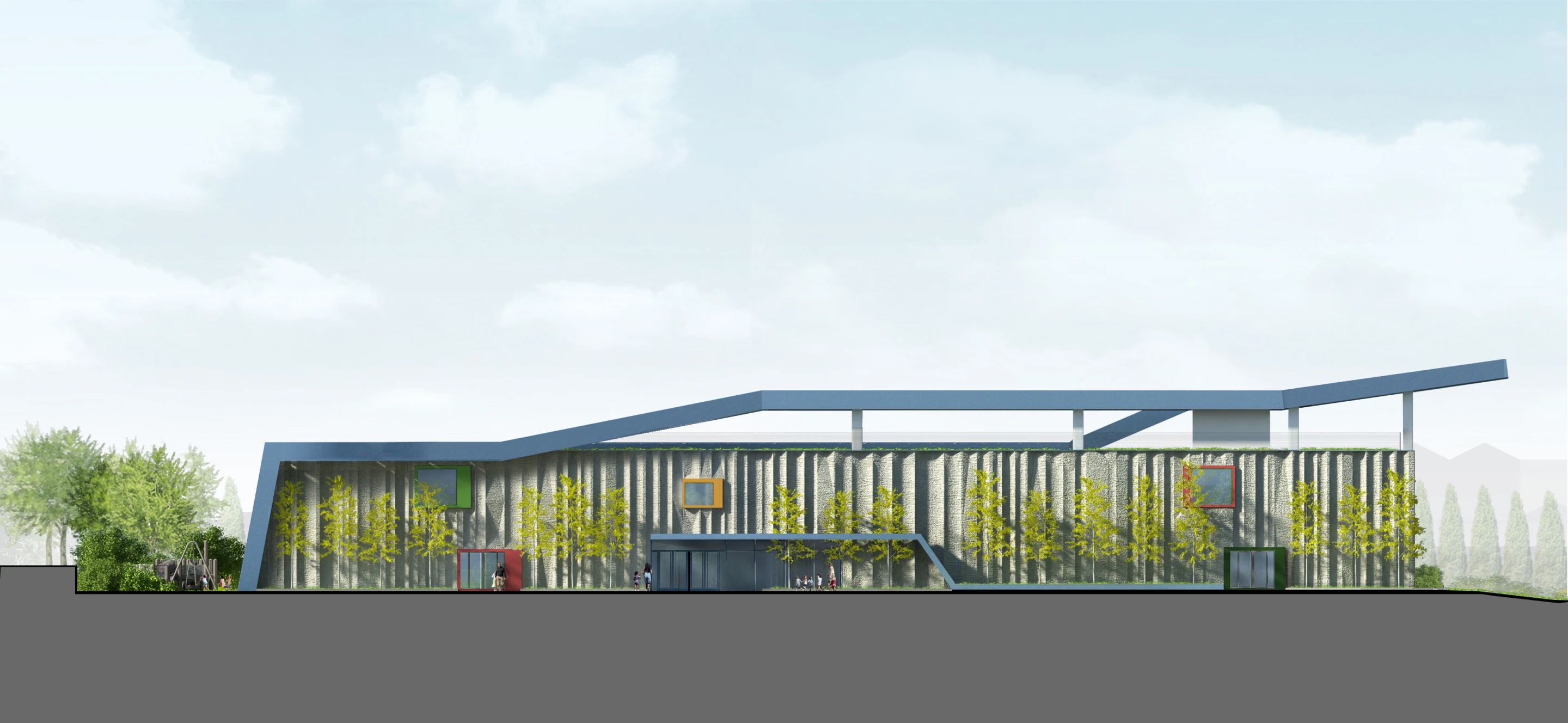 A side elevation of the school (Image © SOM)