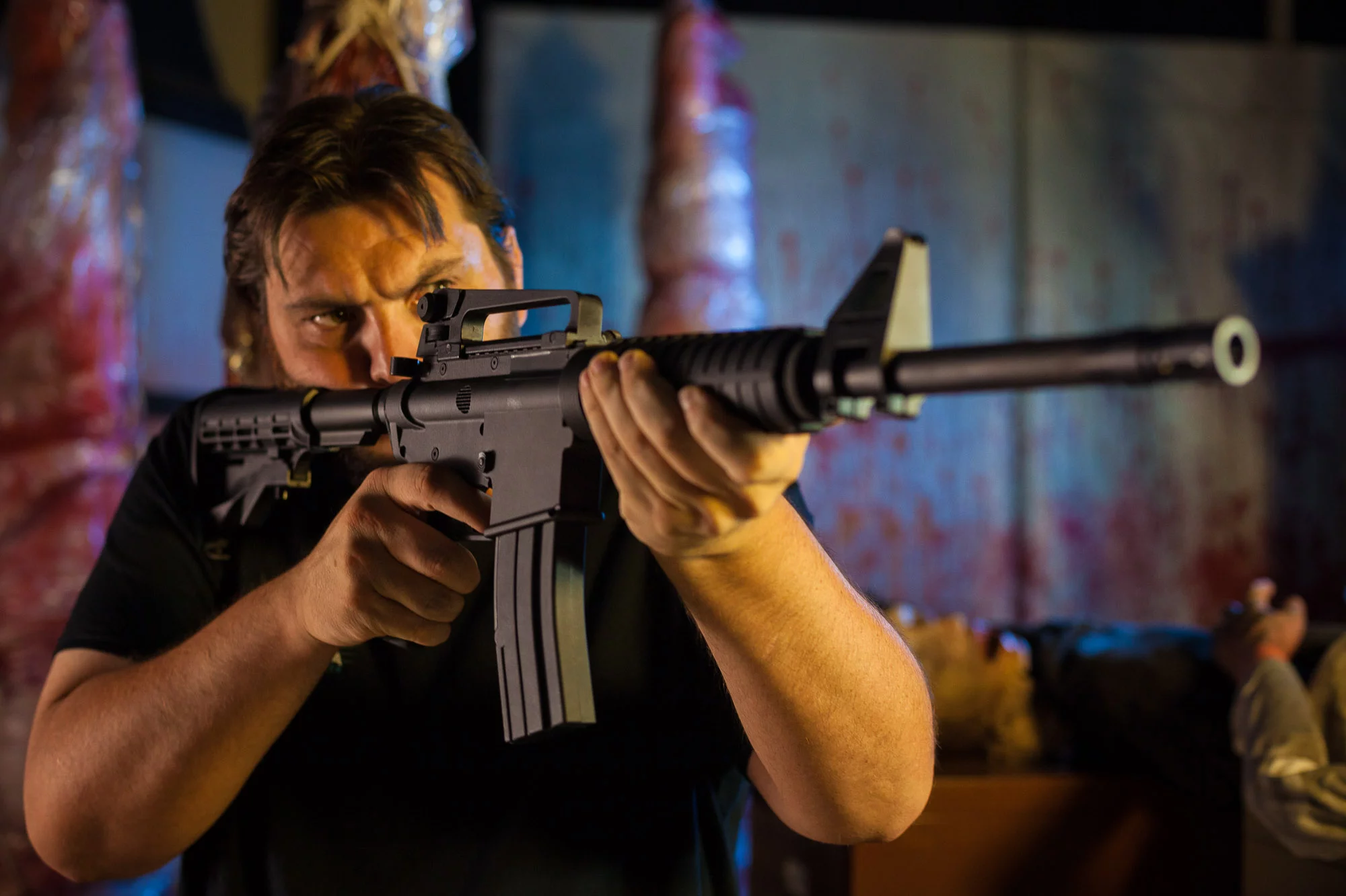 Drew Hobbs with the MK.II replica Colt rifle