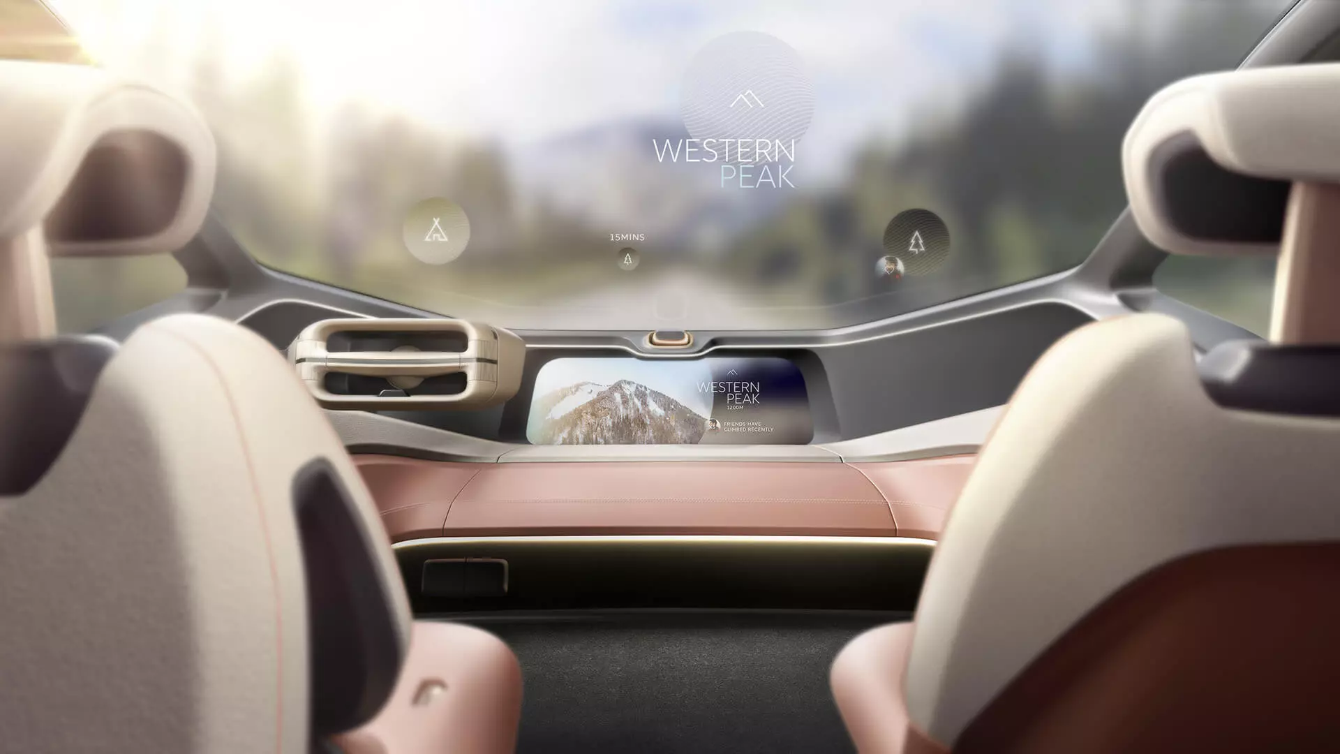 The front glass and roof can display augmented reality