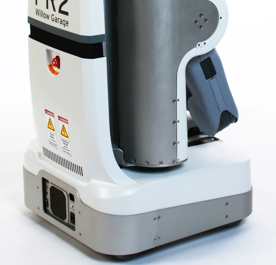 PR2 from the back with power inlet, breakers, ethernet port and wired run-stop