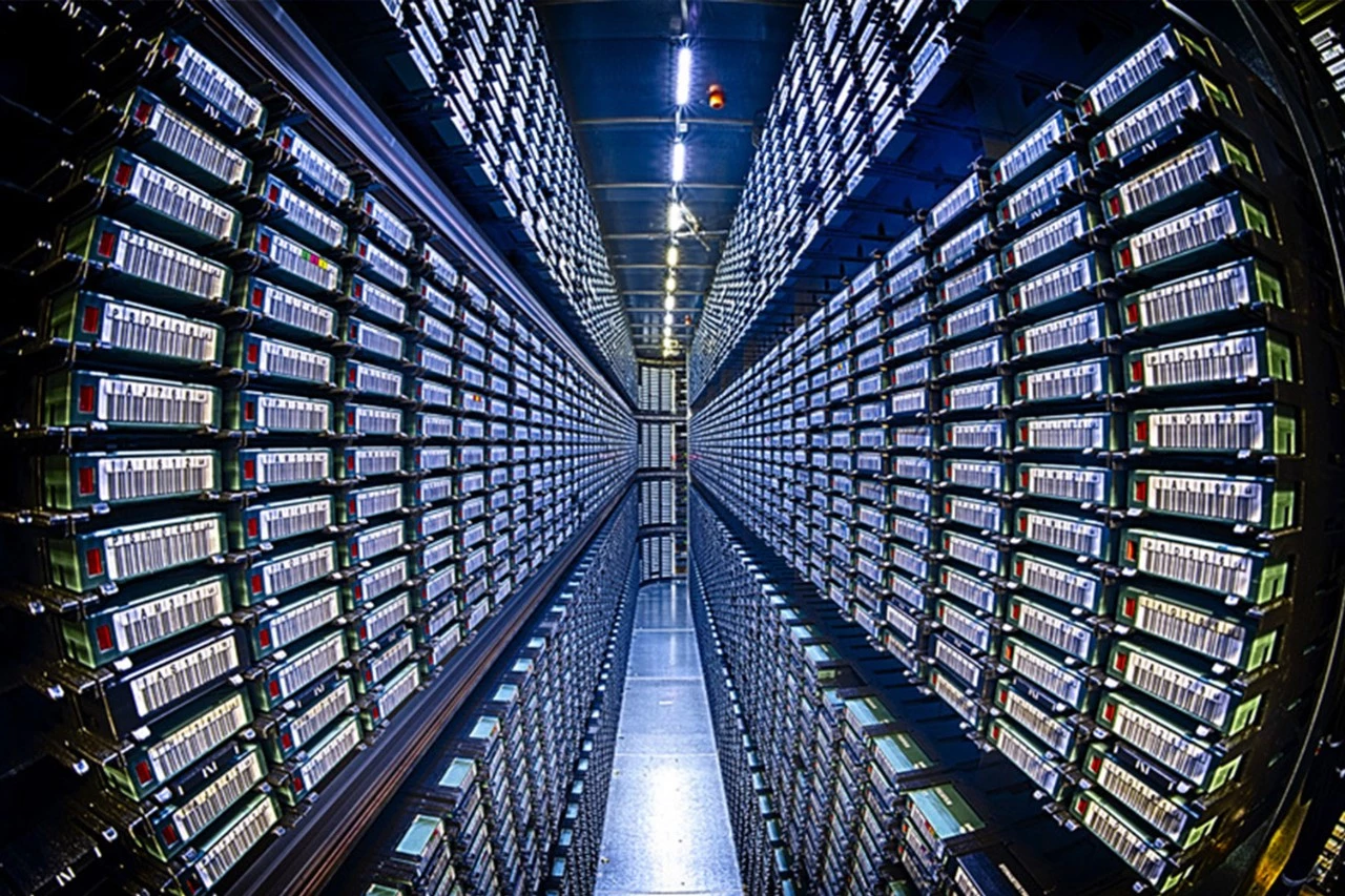 The server room at Fermilab, which uses supercomputers to analyze the huge amounts of data generated by the experiments