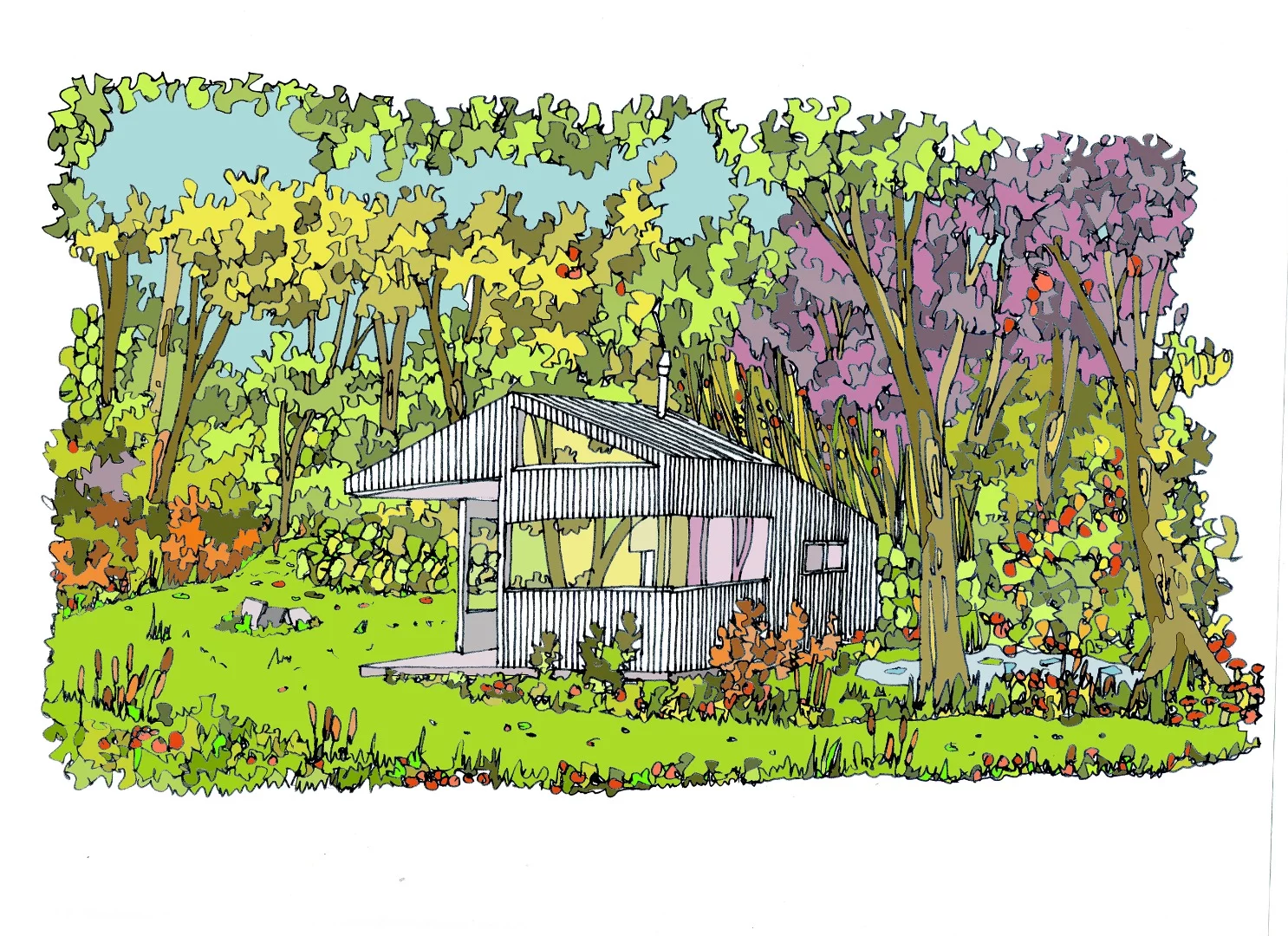 Architectural drawings of Thoreau's Cabin