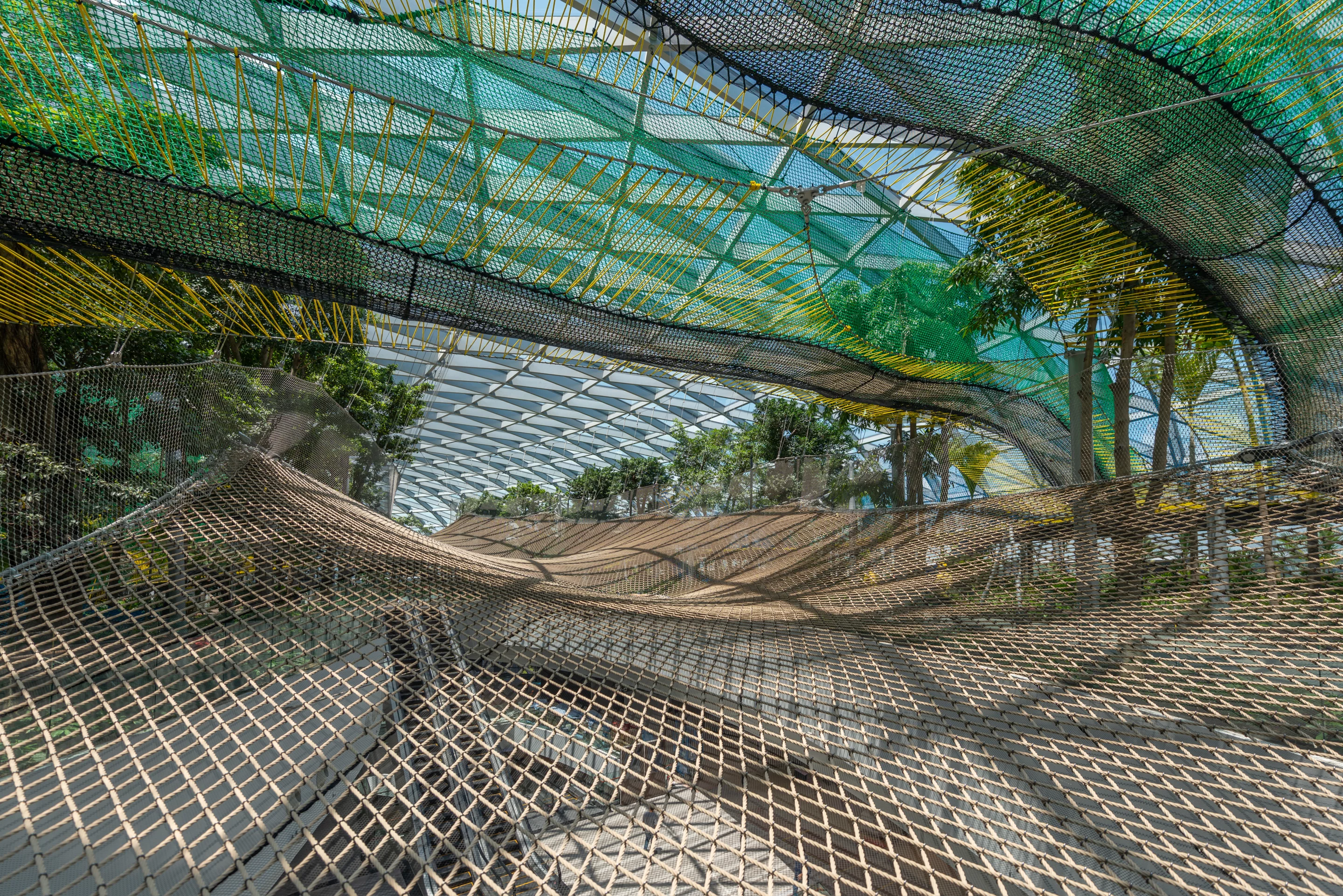 Jewel Changi Airport's Manulife Nets in the Canopy Park area are suspended 25 m (82 ft) above ground