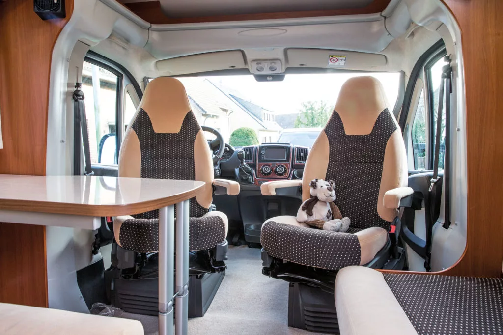 The Dog-Liner is based on a 24-foot Fiat Ducato and includes a dinette and swivel cab seats