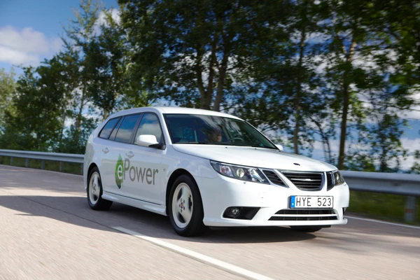 The prototype all-electric Saab 9-3 ePower that will debut in Paris later this month