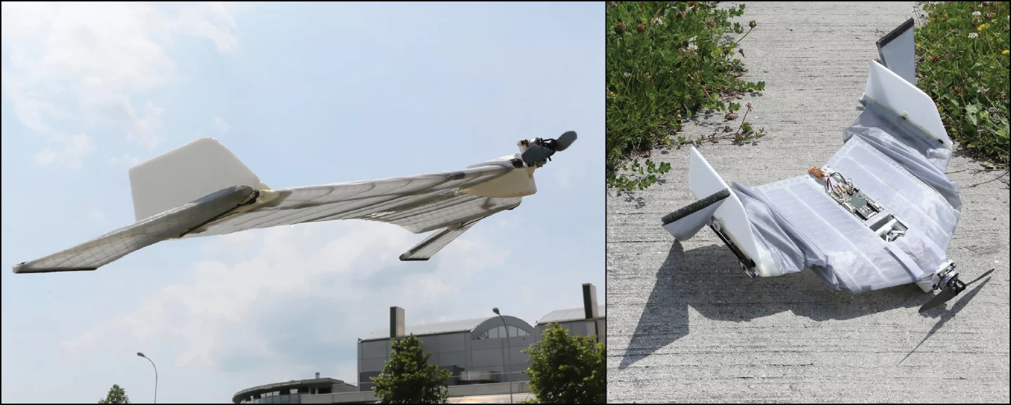 The DALER prototype drone uses adaptive morphology to alter its wing size and shape