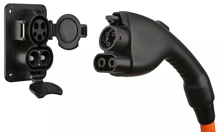 The SAE J1772 combo plug and receptor