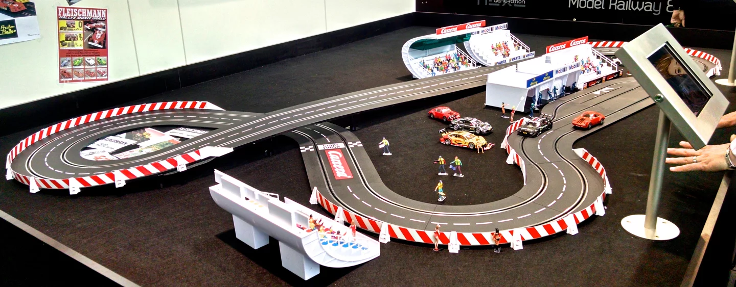 In addition to Roco Next Generation trains, Modelleisenbahn Gruppe also shows a smart car racetrack concept (Photo: C.C. Weiss/Gizmag)