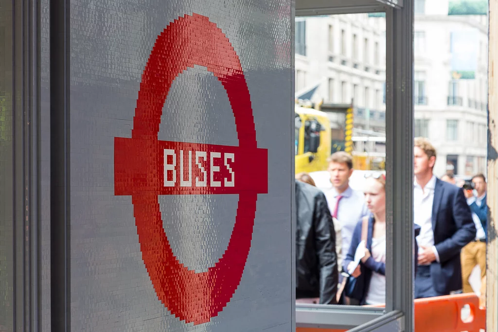 The bus stop was constructed from around 100,000 Lego bricks (Photo: TfL)