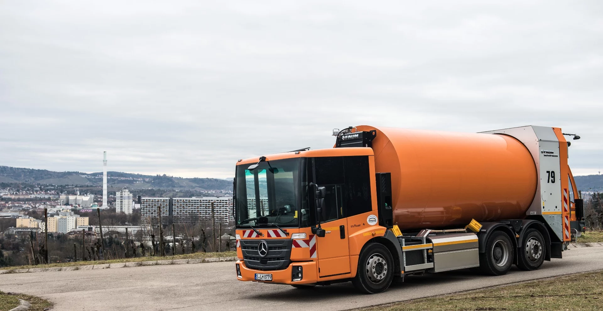 The CNG Mercedes truck being used in Stuttgart