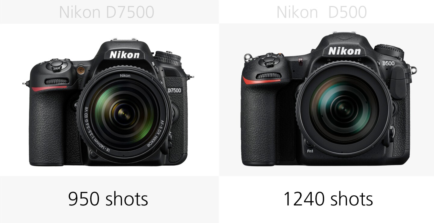 The battery life of the Nikon D7500 and Nikon D500 compared