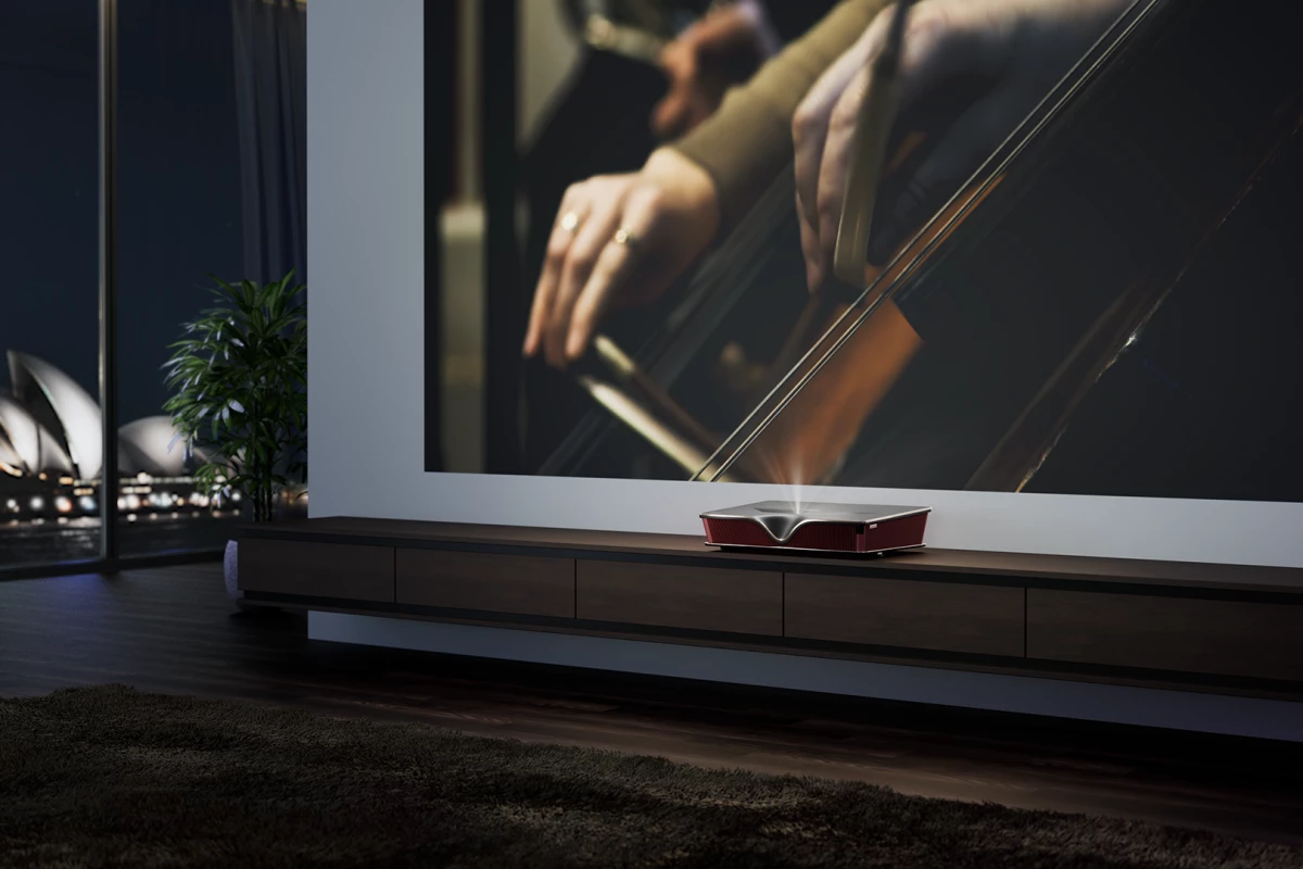 The Nomvdic P2000UST-RGB Laser TV boasts a triple-laser light source for "vivid, lifelike colors" and a projection engine capable of 4K UHD visuals from mere inches away from the display surface