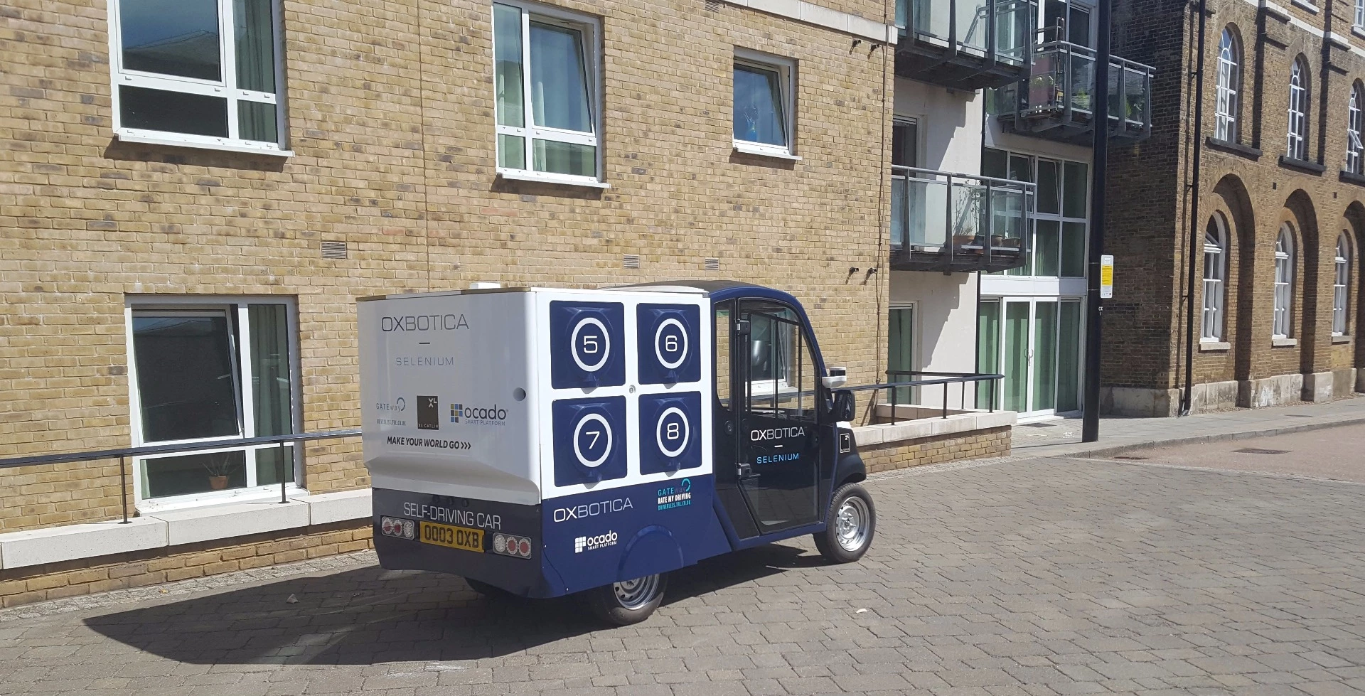 The CargoPod delivering groceries to Ocado customers in the Greenwich area of London