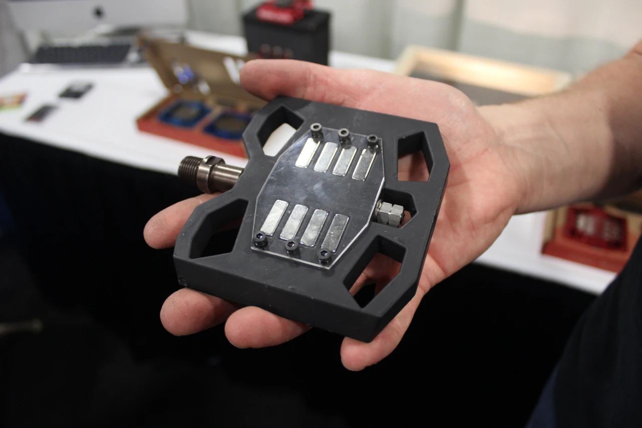 Dave Williams from Maglock was on hand, showing off a prototype slim version of his magnetic pedals