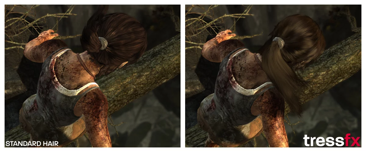 With TressFX Hair, each one of Lara's thousands of individualized strands of hair are constantly changing with the windspeed