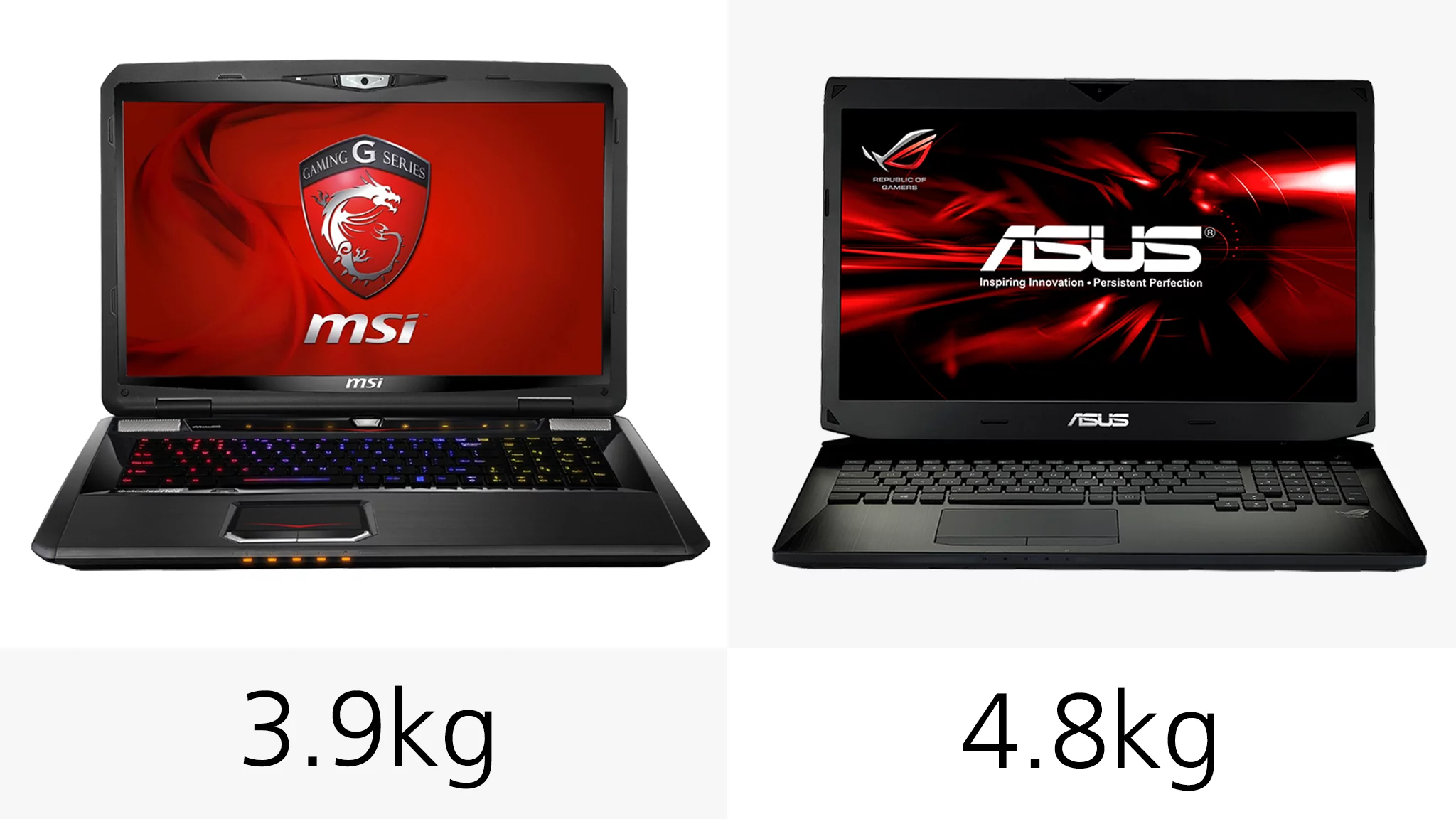 The Asus machine is significantly heavier than the competition