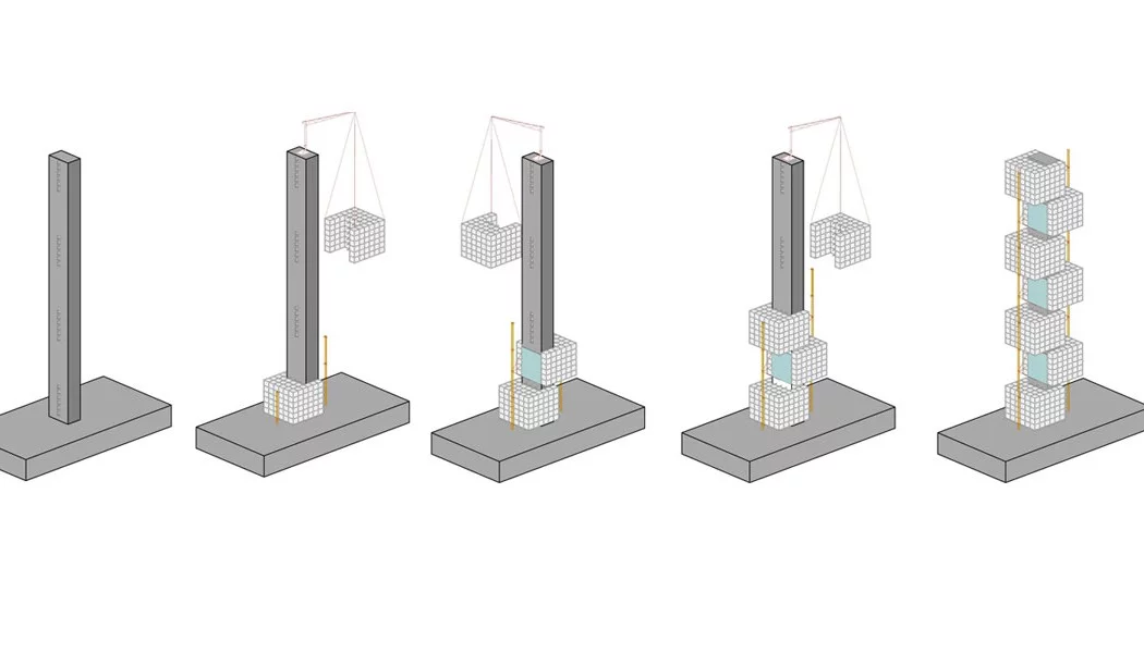 The construction process for the Elastic Woodscraper II (Image: Weingartner Architects)