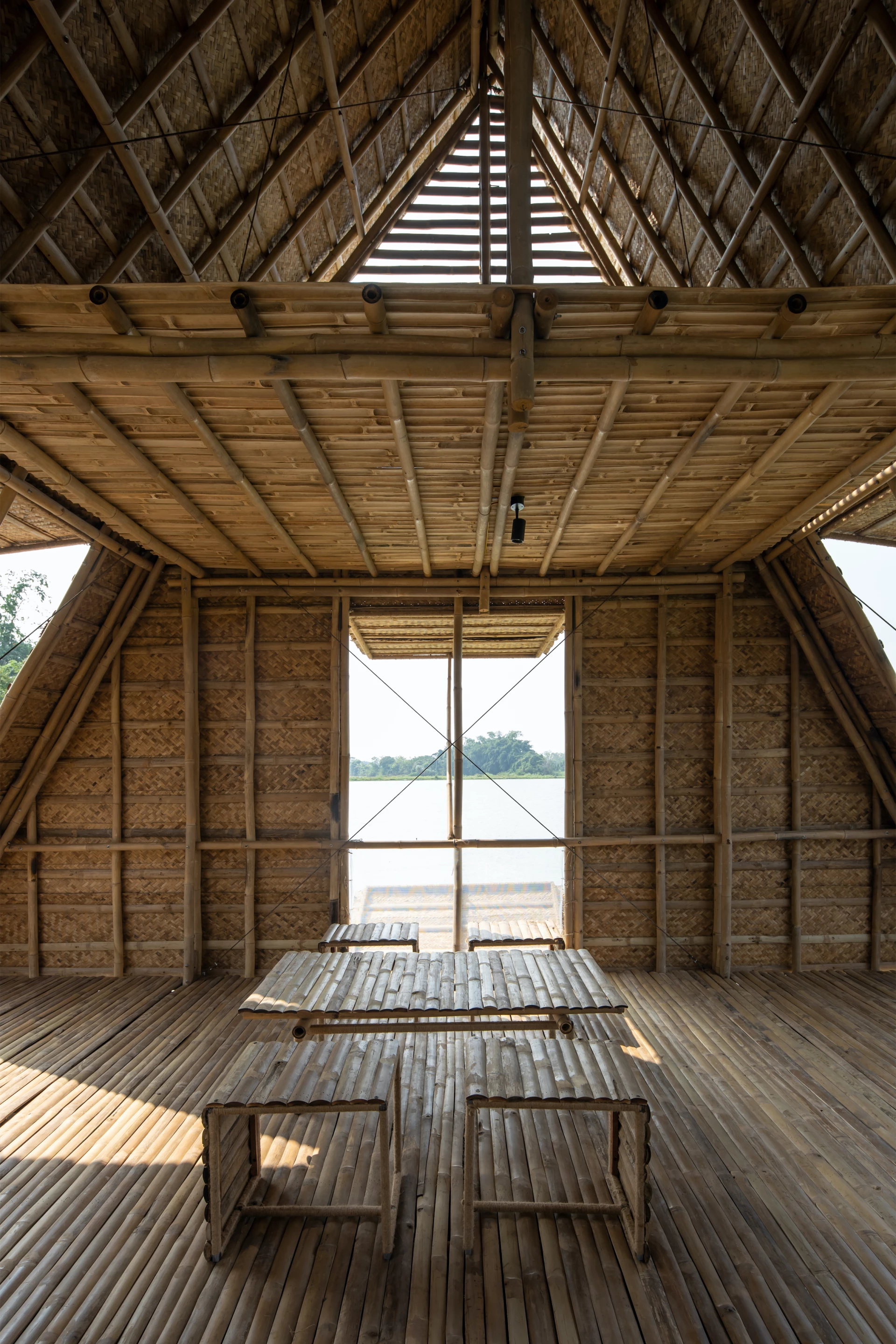 The Floating Bamboo House's interior measures 36 sq m (roughly 390 sq ft)