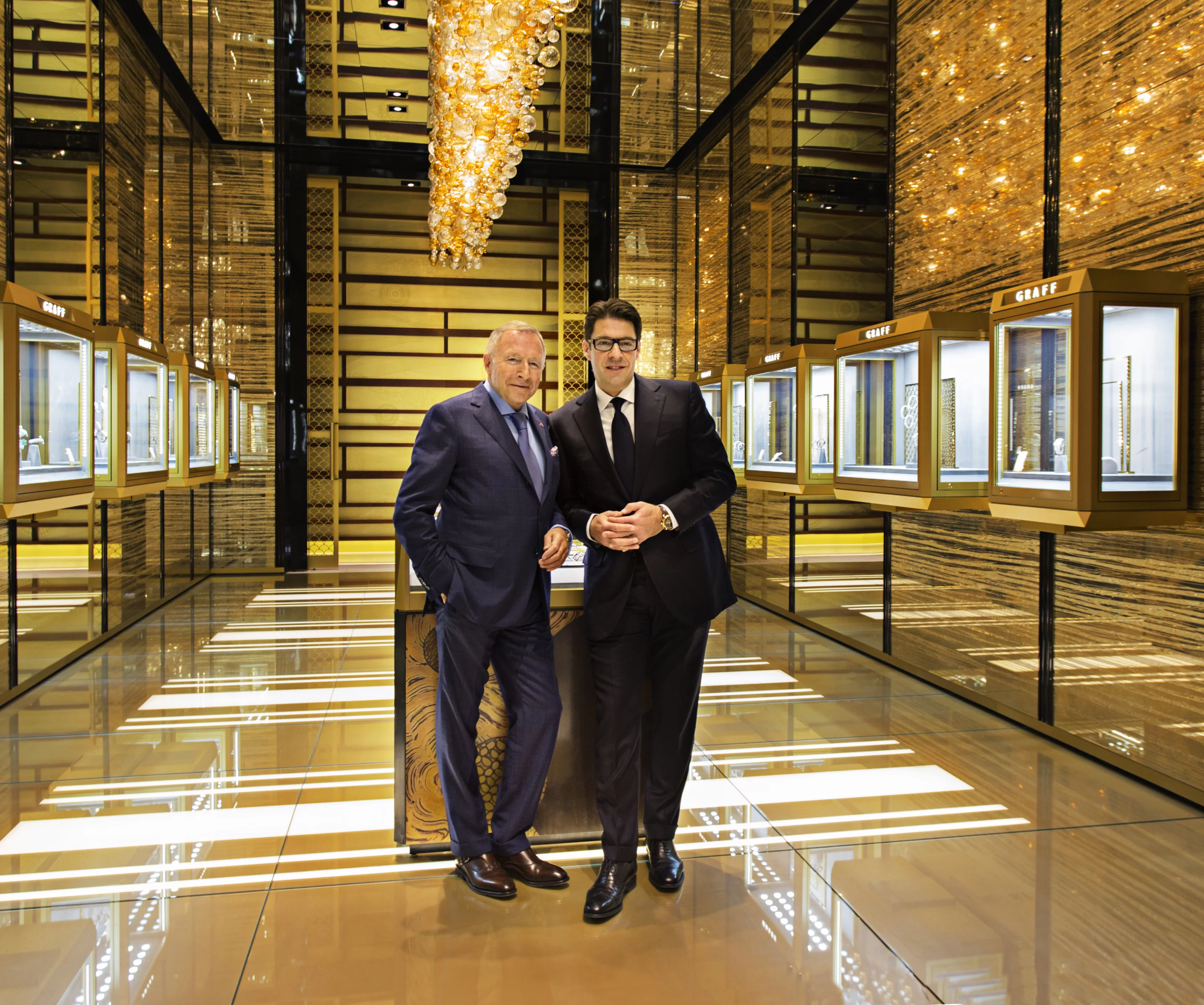 Laurence Graff OBE and Francois Graff at the Graff booth in Baselworld's Hall 1