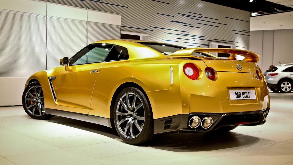 The back quarter view of the Bolt Gold GT-R