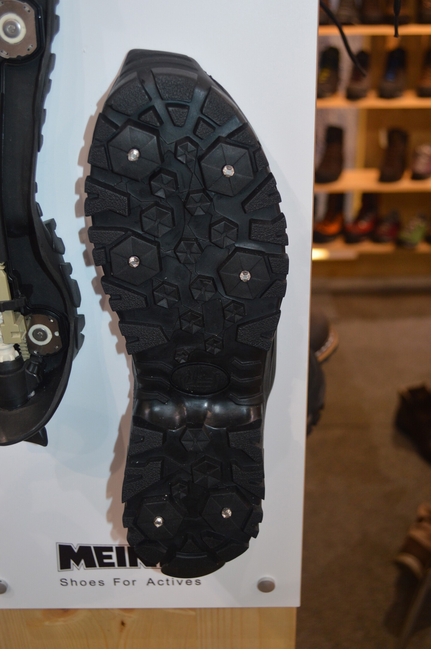 Meindl builds a retractable spike system into its winter boots