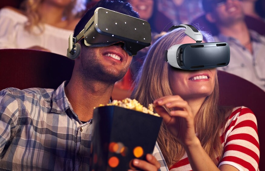 Perhaps future movie theaters will incorporate VR headsets, for a more immersive movie-going experience (Image remixed by Gizmag from StockLite/Shutterstock)