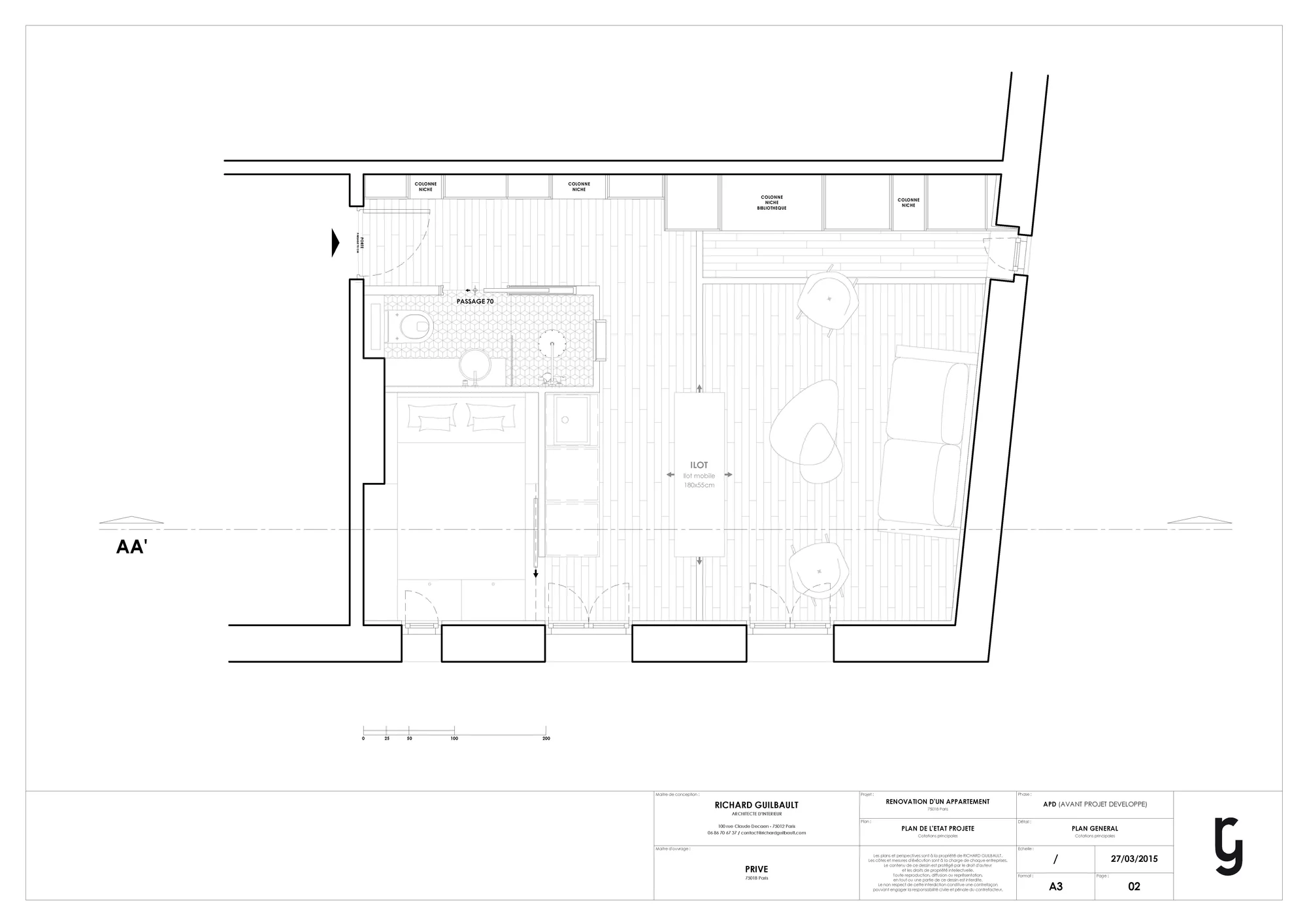 Architectural plan of the apartment (Image: Richard Guilbault)