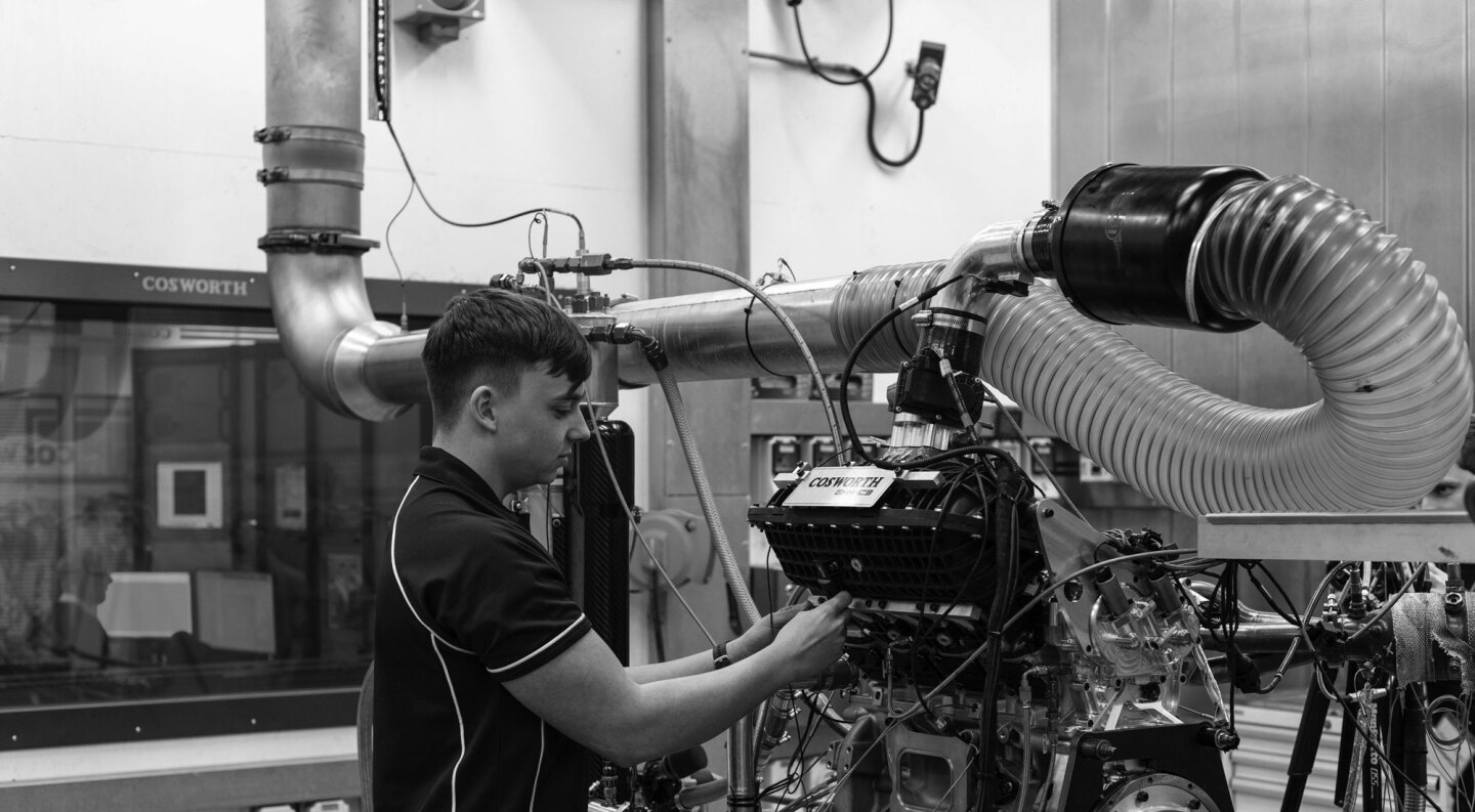 The T.50's Cosworth V12 on the test bench