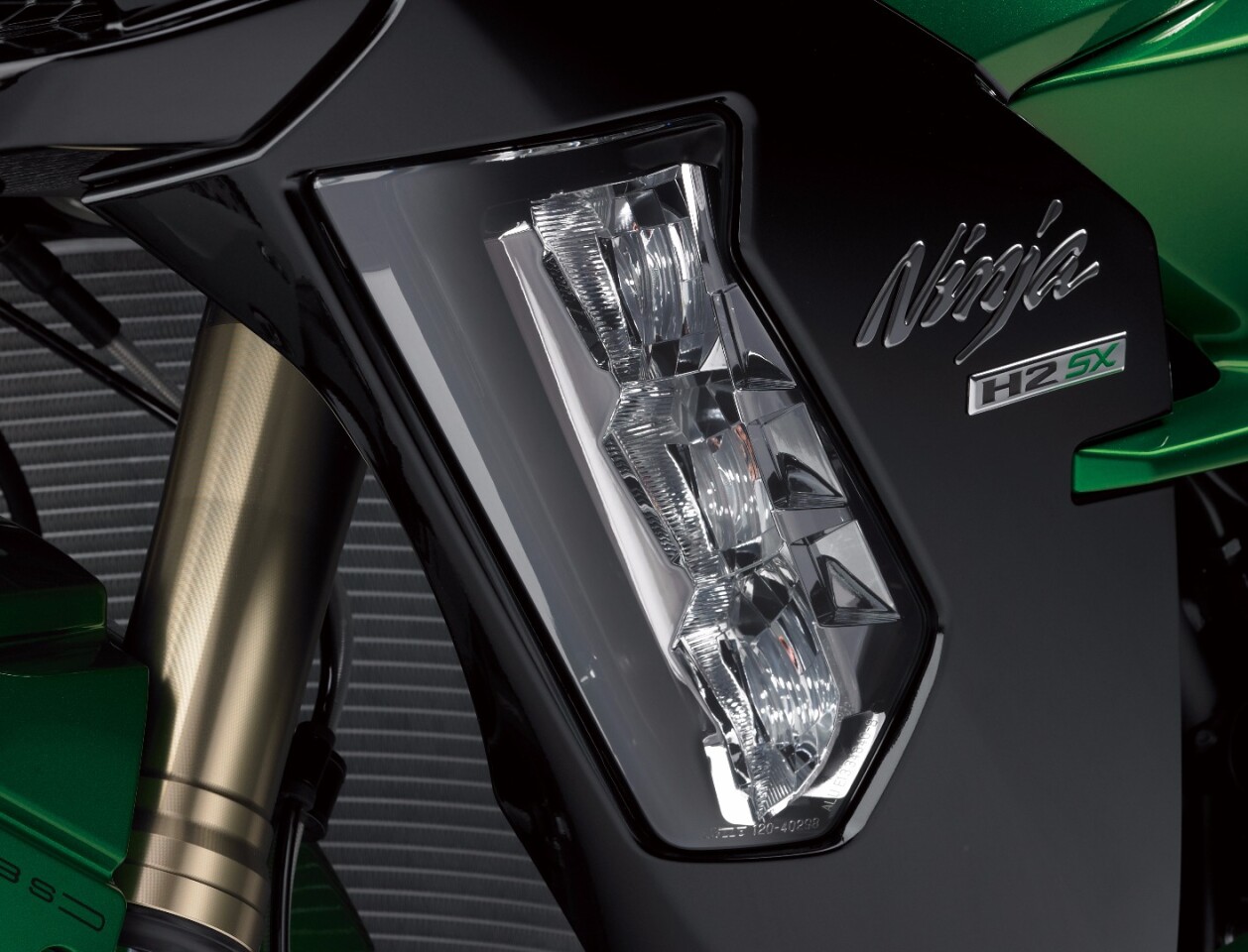 The 2018 Kawasaki H2 SX SE features these cornering LED lights on the side fairings