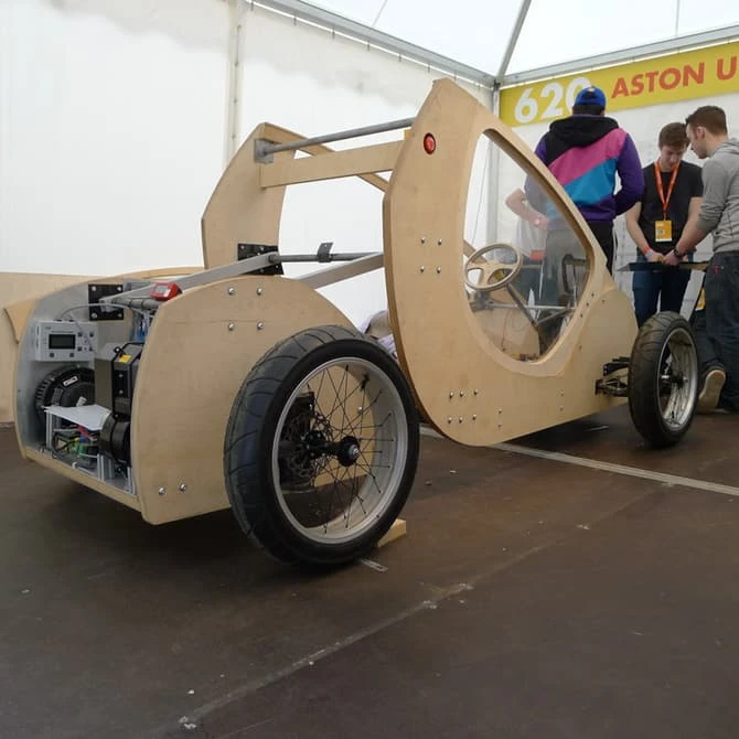 The car can be folded away for easy travel and storage