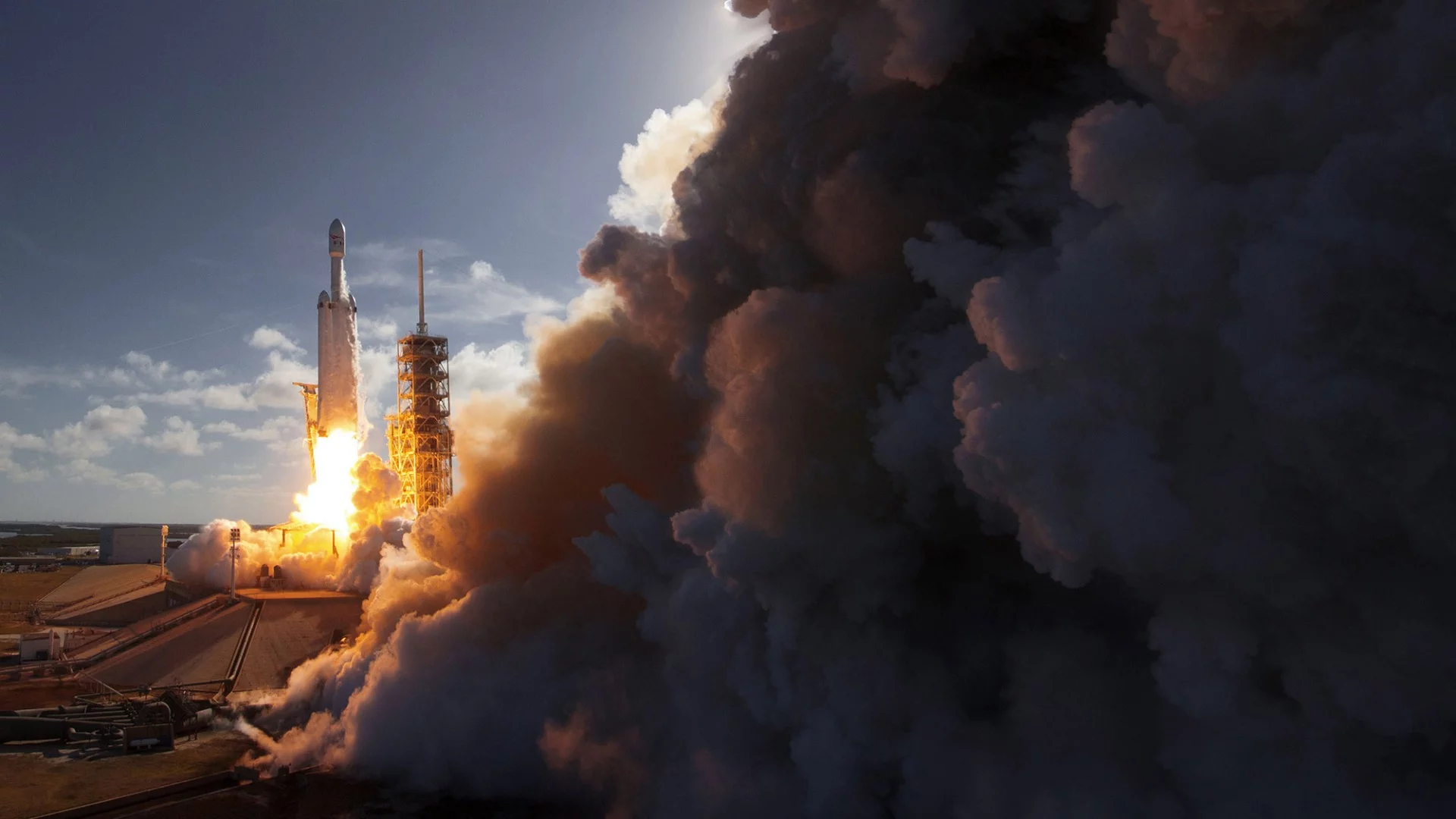 Falcon Heavy lifts off during an earlier mission