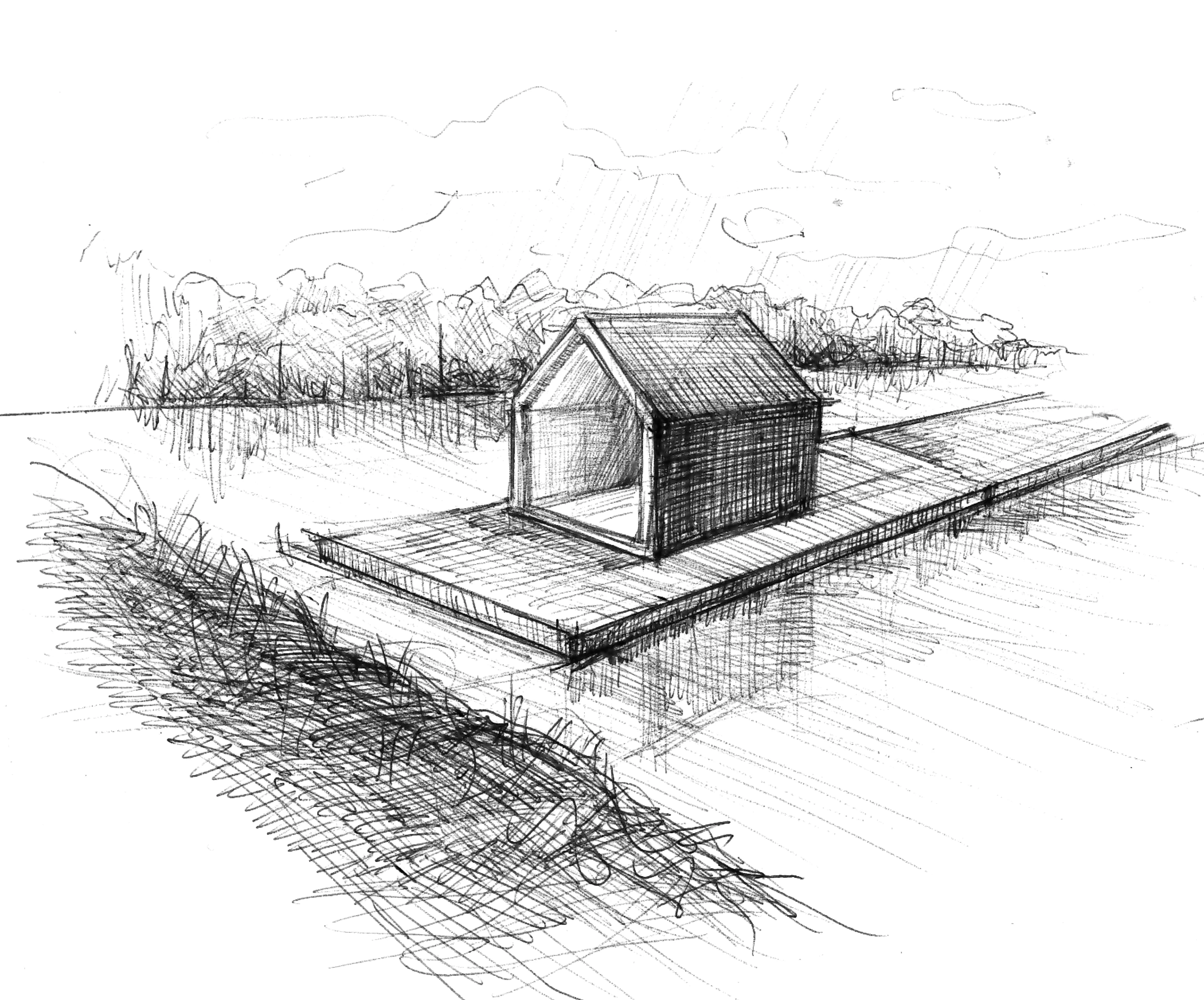 A sketch of the Summer House (Photo: 2by4-architects)