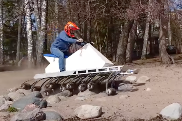 18 Wheels. 18 Motors. 18 springy suspension legs. You do the math.