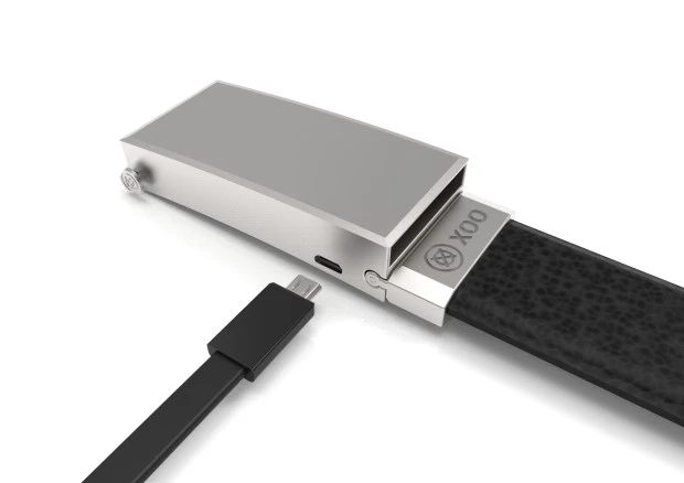 The Xoo Belt is charged via a microUSB port contained within the buckle