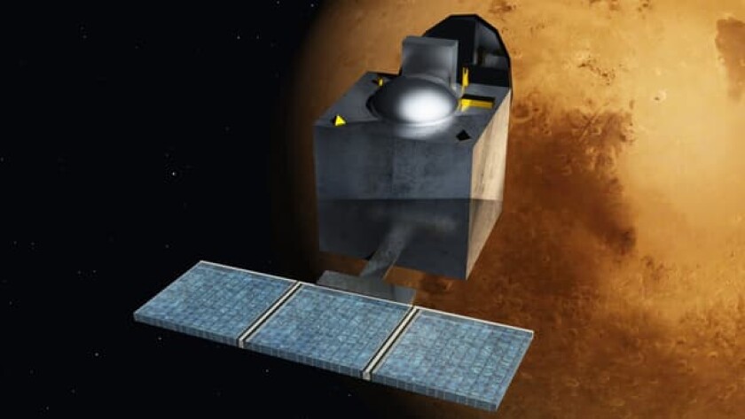 Artist's concept of of India's Mars orbiter Mission, which is the basis for Mangalyaan 2