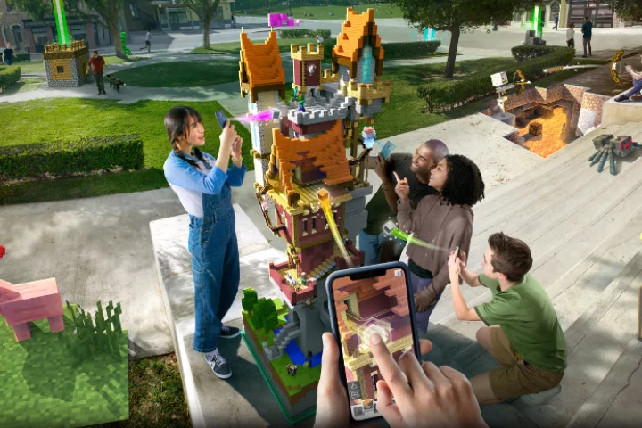 Minecraft Earth is a new augmented reality mobile game from Microsoft, which brings the blocky construction kit into the real world