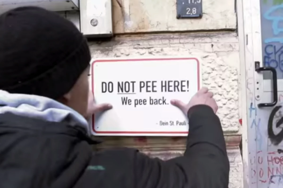 Walls in St. Pauli use technology to deter public urination