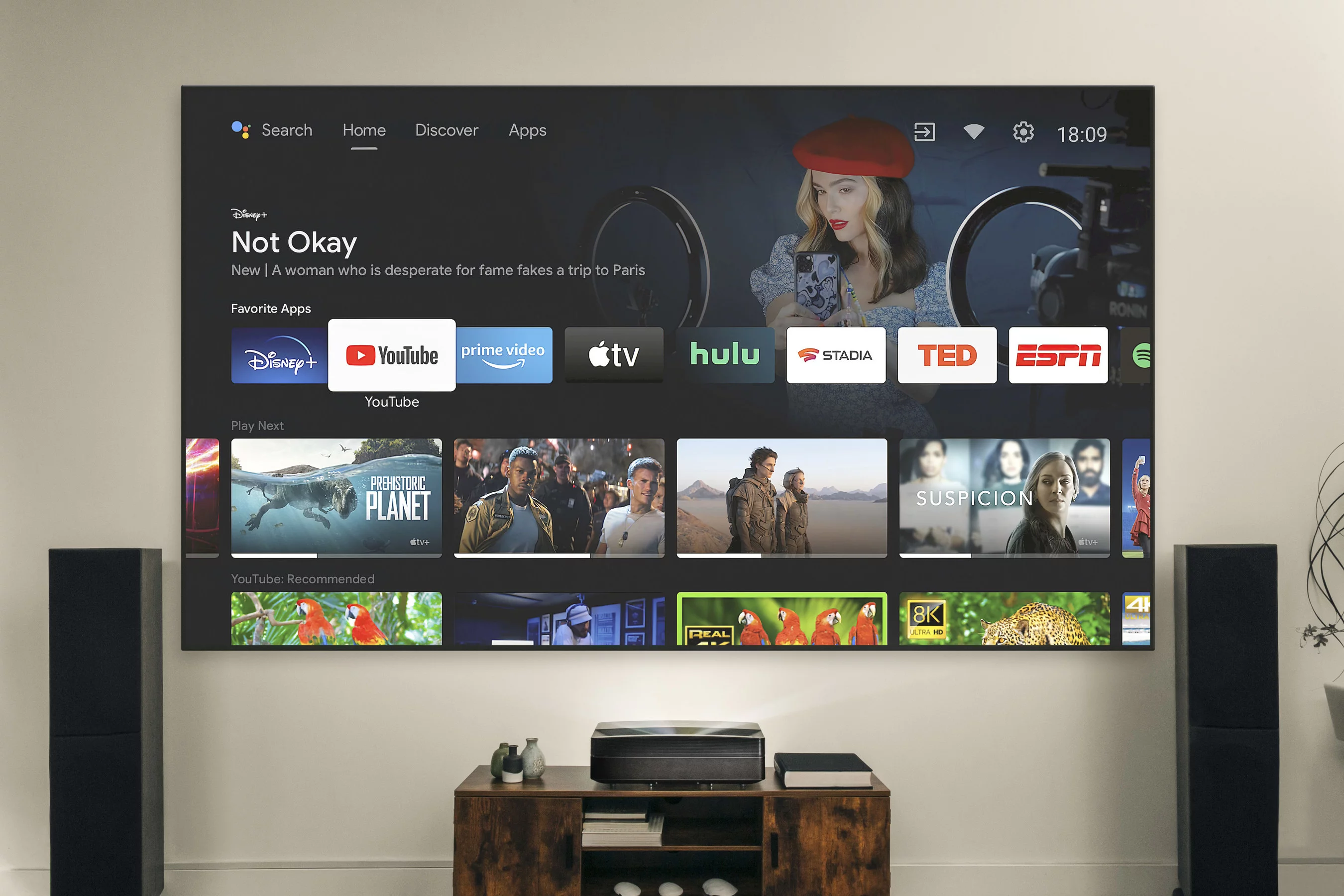 The Screeneo U5 can project 120-inch 4K UHD visuals from 11 inches away, features Android TV 11 and rocks a 20-W Dolby Atmos sound system