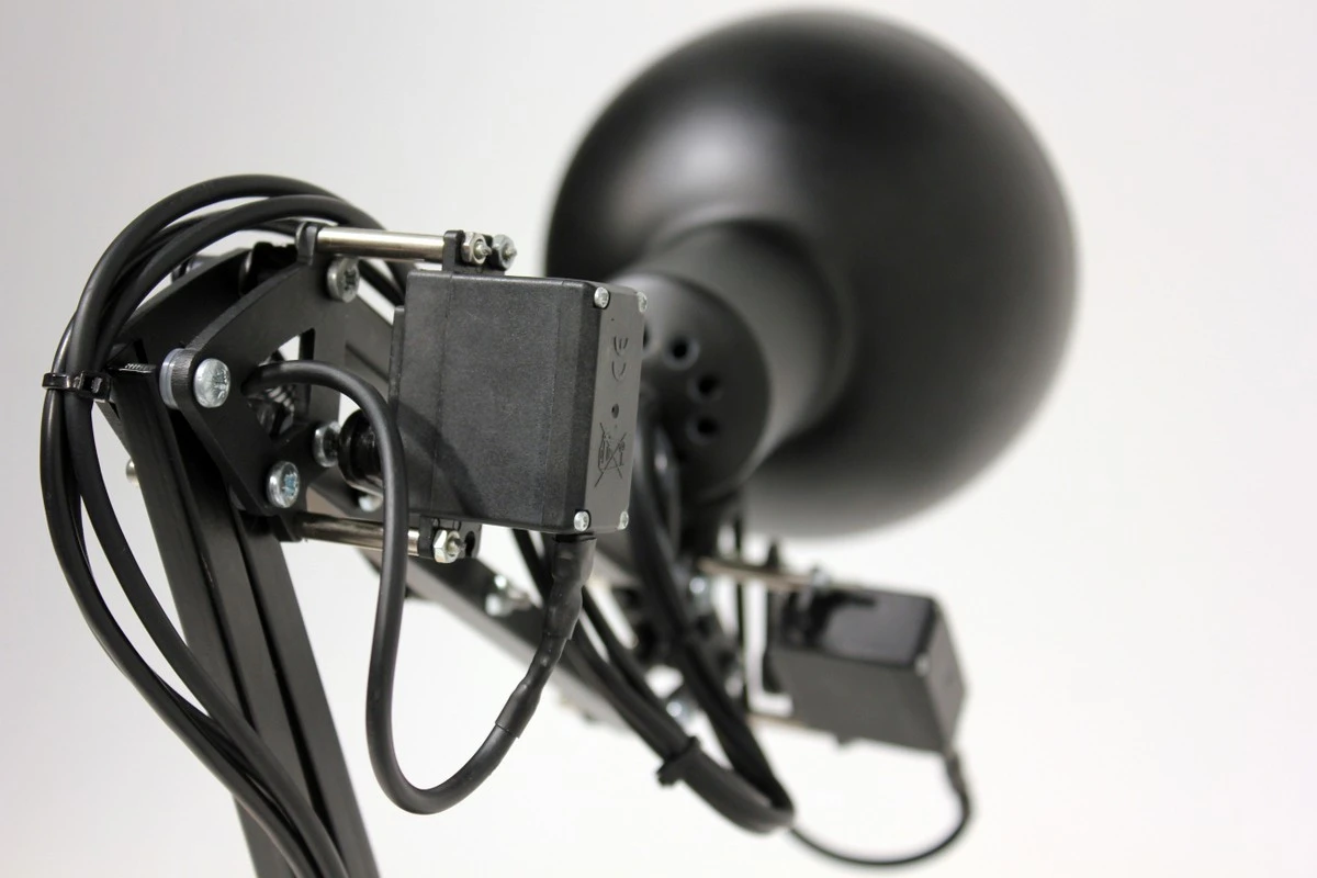 A close-up of Pinokio's servo motors, which drive its hinges