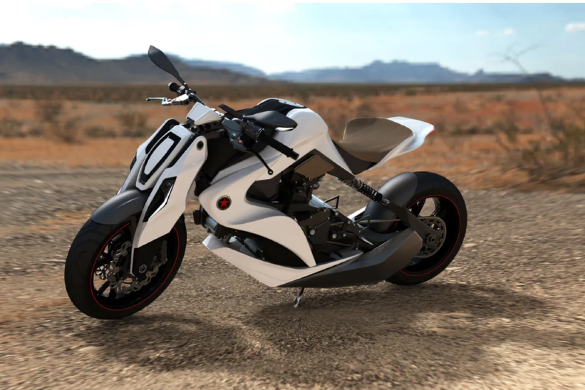 Mean machine ... the Izh 2012 concept motorbike, light on materials, heavy on safety