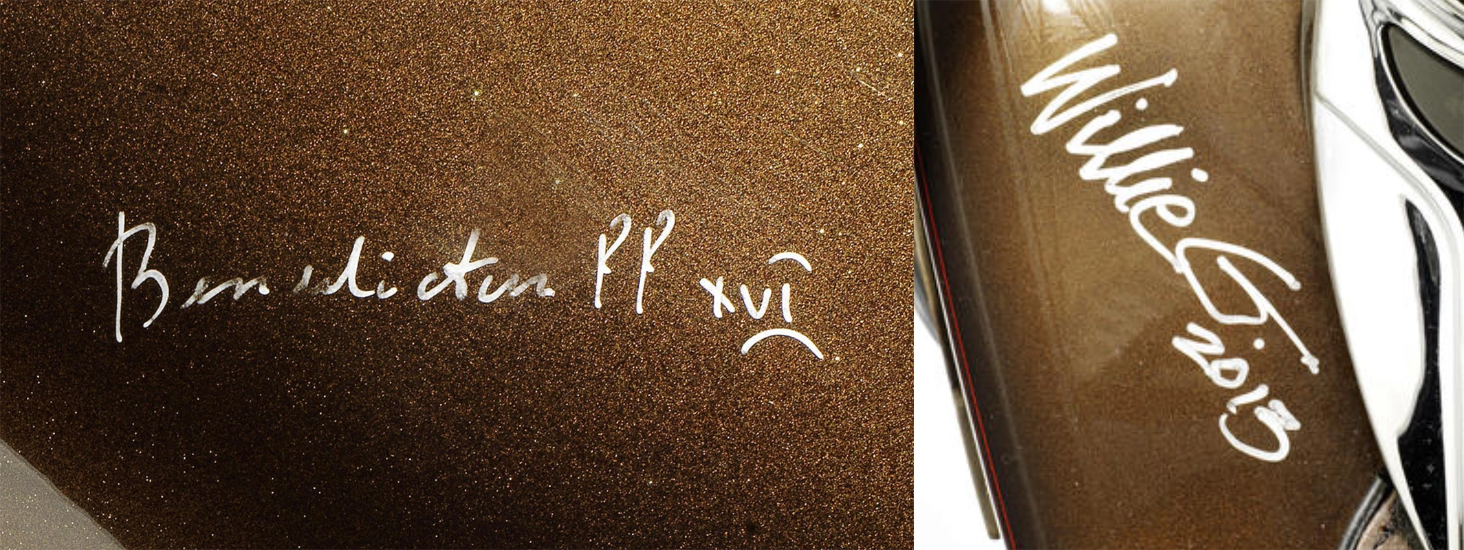 Two signatures with gravitas - Willie G Davidson and Pope Benedict XVI (now Pope Emeritus)