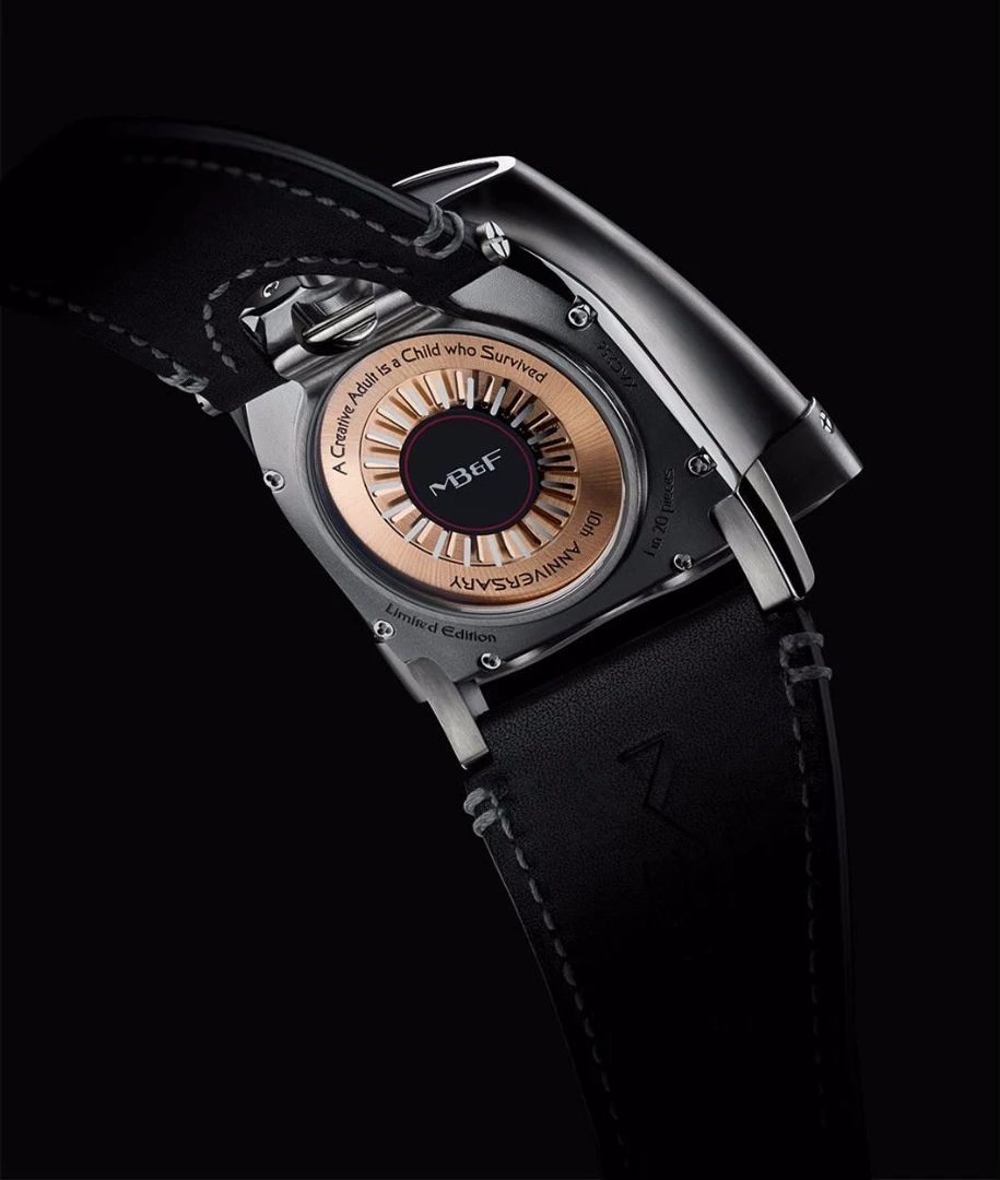 The watch is constructed from a combination of grade 5 titanium and stainless steel with 223 individual components