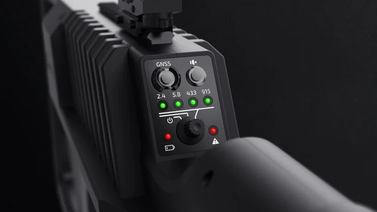 The DroneGun Tactical's control panel, which allows users to target different frequencies