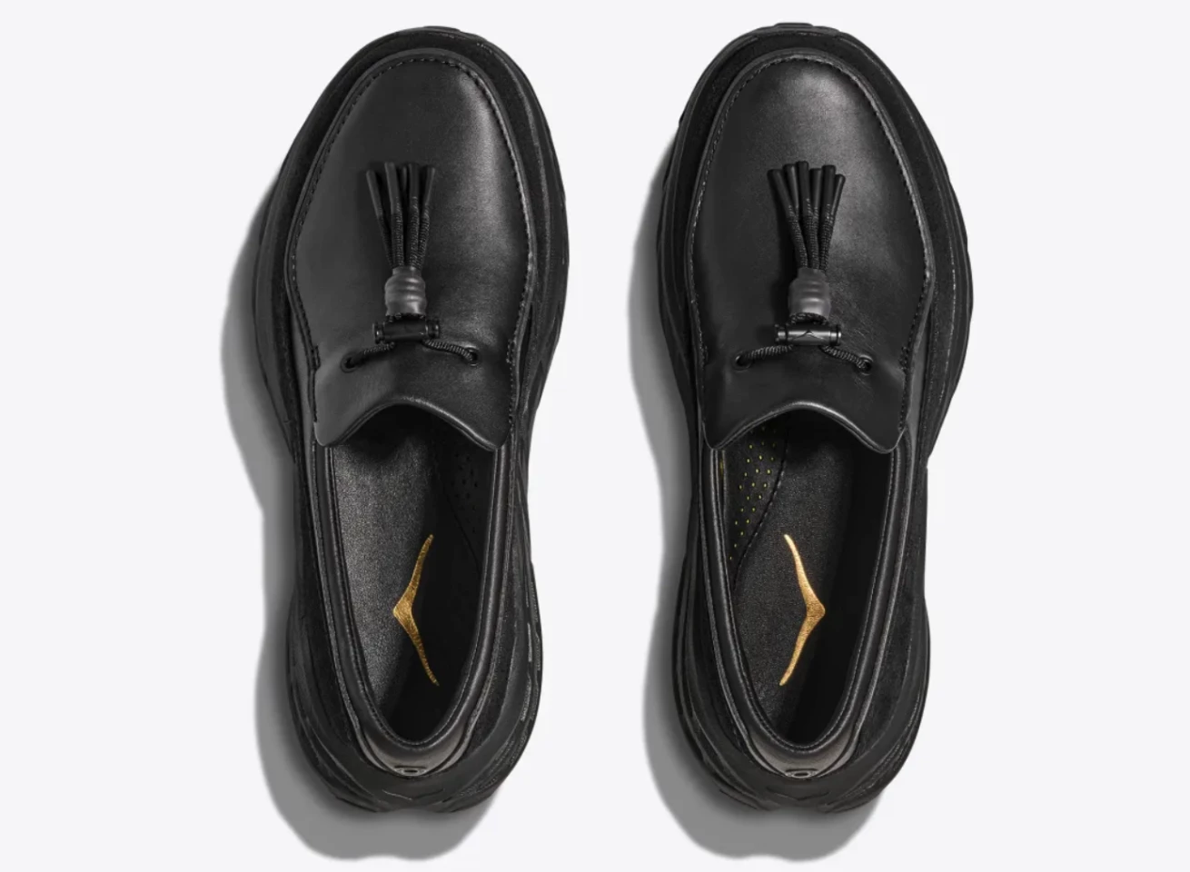 From this angle, the new Hoka Speed Loafers look like any basic walking or business loafer, though they do swell out a little more toward the heel