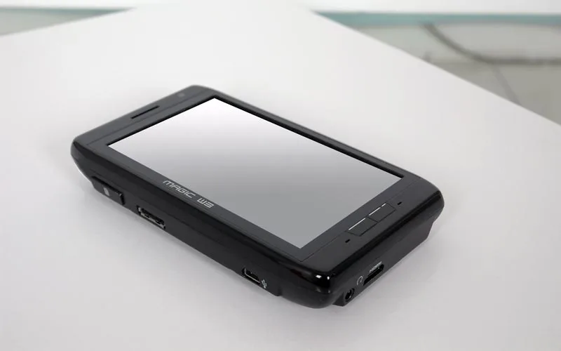The 4.8-inch touchscreen display is capable of 720p high definition playback and there's a 1.3 megapixel webcam for video conferencing or web chat