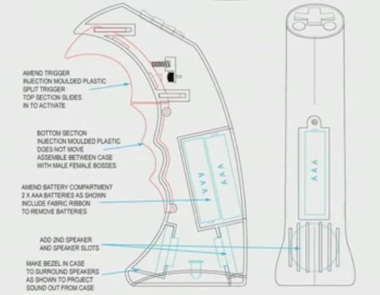 Diagram detailing the inner workings of the Dragon Grip sound generator
