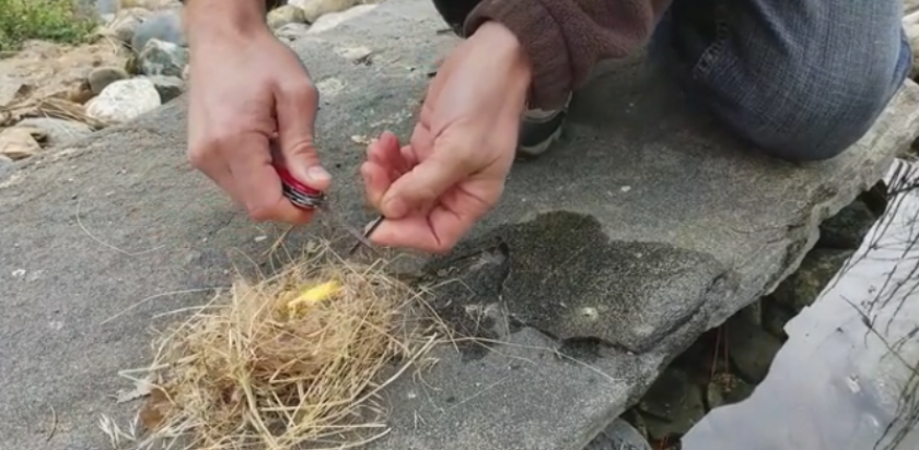 ... and sparking a fire