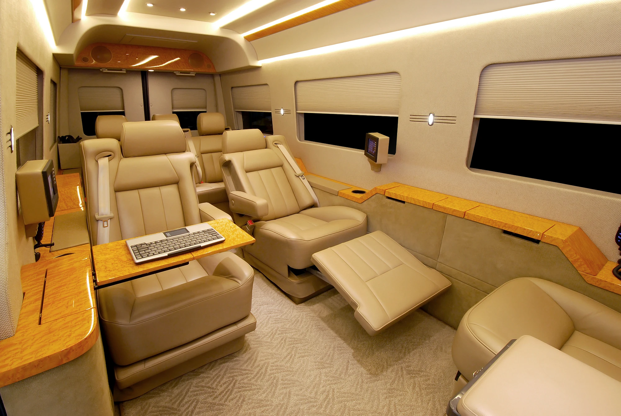 The four seats recline and provide heating and massage