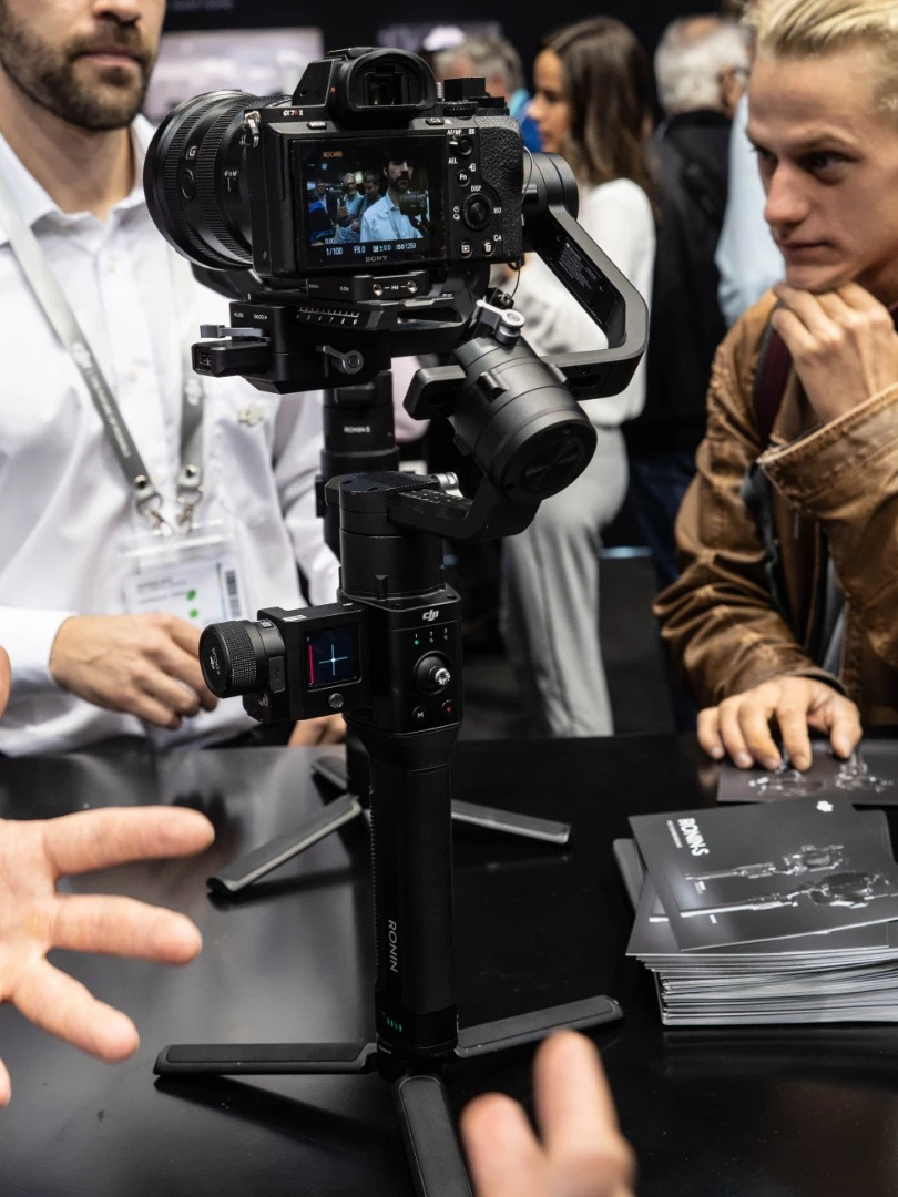 DJI's Ronin S: one of a new breed of camera gimbals where the motor gets out of the way of the rear screen. Yay!