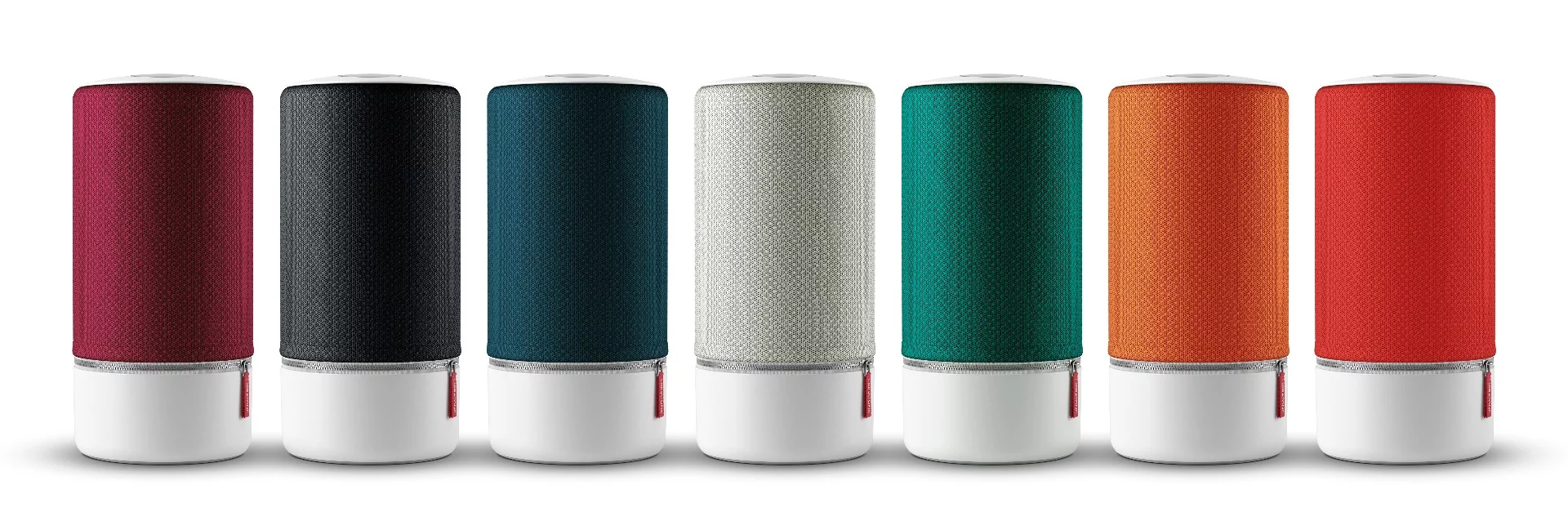 The Libratone Zipp speakers feature removable fabric-mesh covers to coordinate with style, mood, or living spaces
